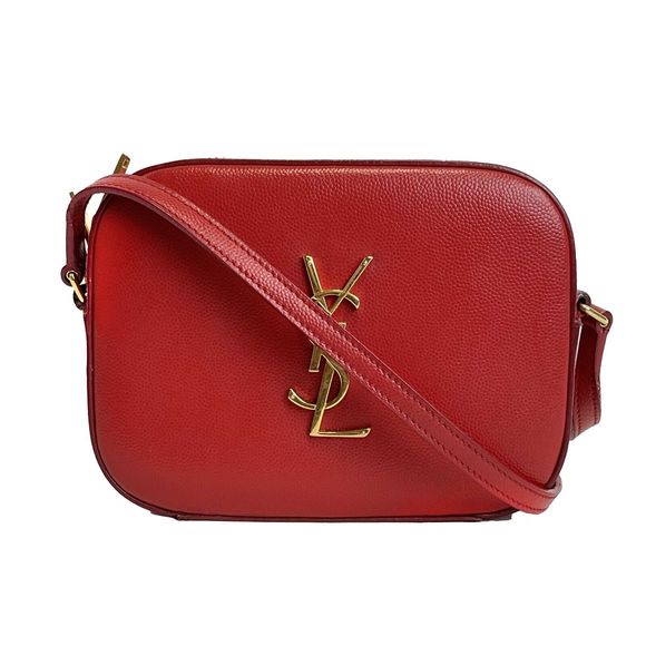 SAINT LAURENT - Grain de Poudre Classic Monogram Small Red Camera Bag Crossbody - Picture 1 of 12